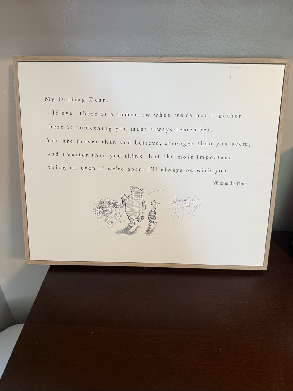 Cream Winnie the Pooh Quote Wall Art - Inspirational Home Decor